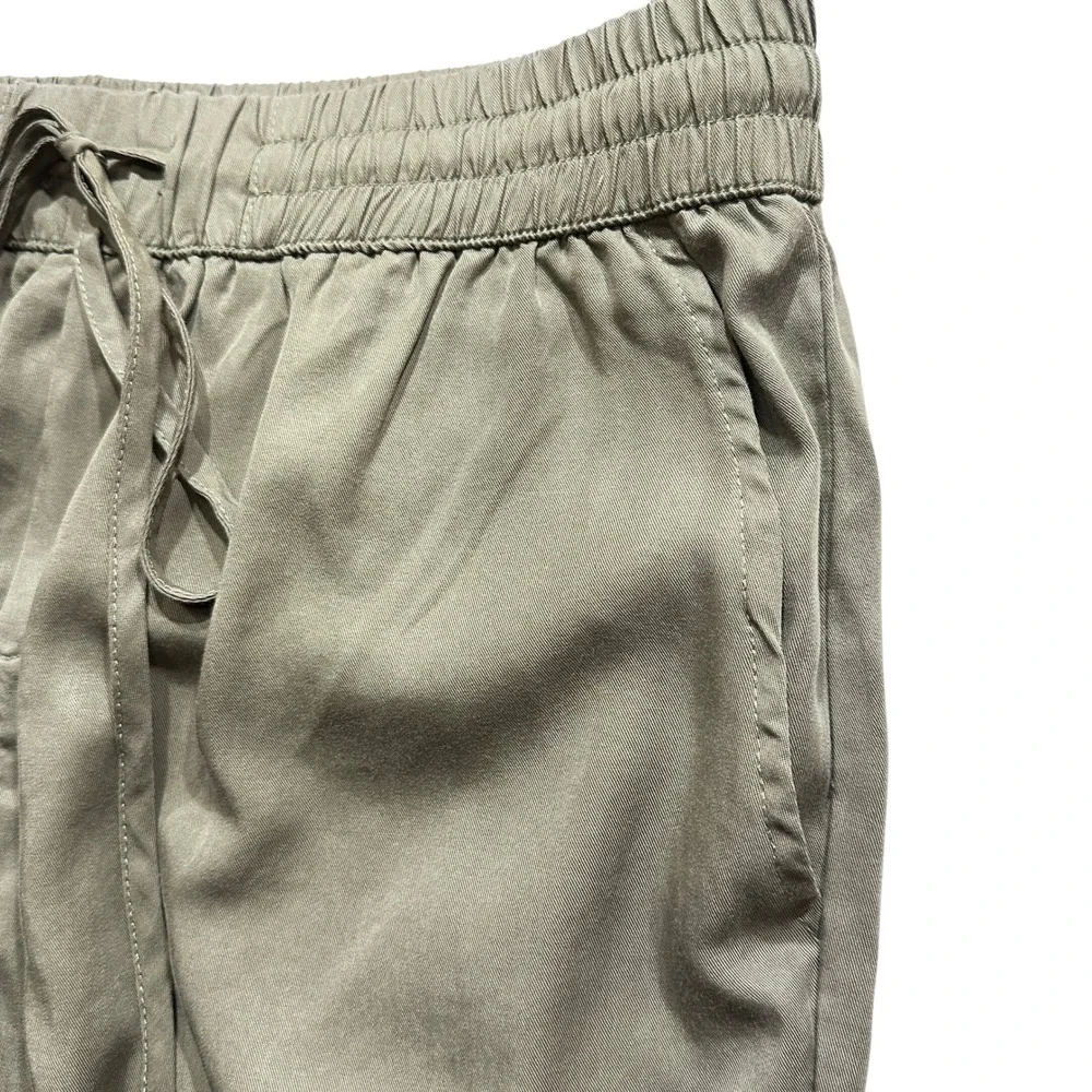 Blue Velvet Cargo Jogger Pants Women Large Olive Green Elastic Waist Drawstring